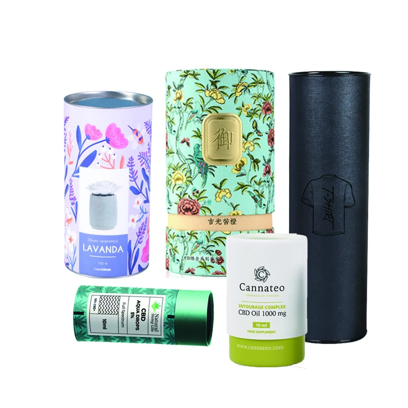 Biodegradable kraft core jar tea can round box supplier custom cosmetics cylinder candle perfume cardboard paper tube packaging