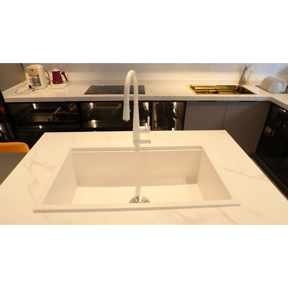 Modern Black Granite Sink Single Bowl Quartz Stone Kitchen Sink