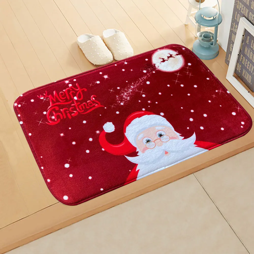 Custom print Christmas Microfiber flannel Memory Foam bath mat Non Slip and Soft Bathroom Mats Rugs Absorbent Bath Rug carpet