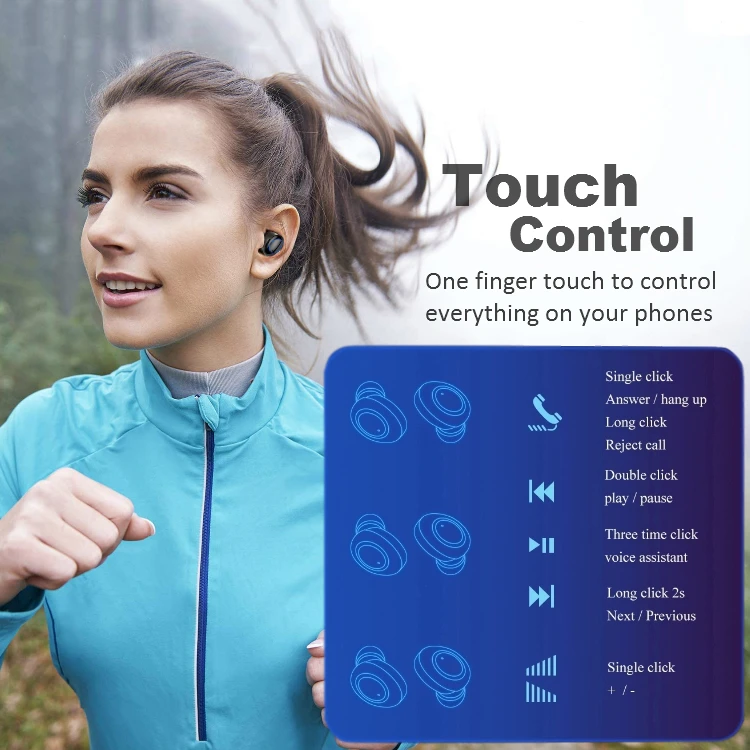  Беспроводные наушники Blutooth с защитой от пота черные TWS уровнем Bluetooth дисплеем под 400 градусов
