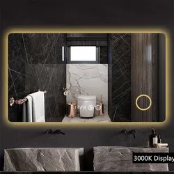 Hotel and home  defog led mirror bathroom smart light rectangle mirror with Touch Sensor/Time temperature Display