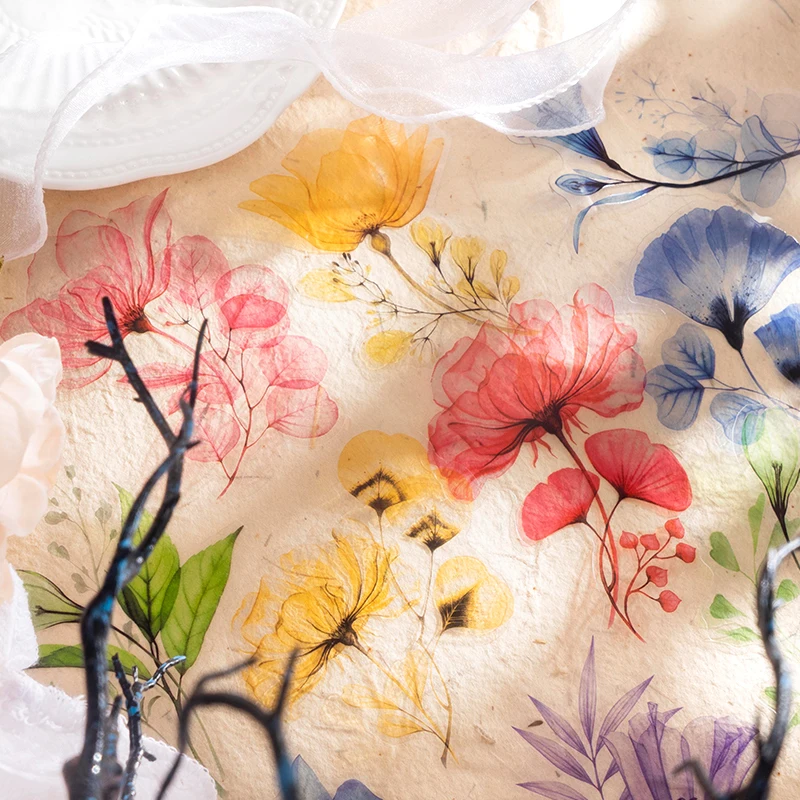 STICKERS PUNK 10pcs/pack Crystal Flower Transparent PET Sticker Set Plants Flower Waterproof Sticker for Planner Scrapbook 04301