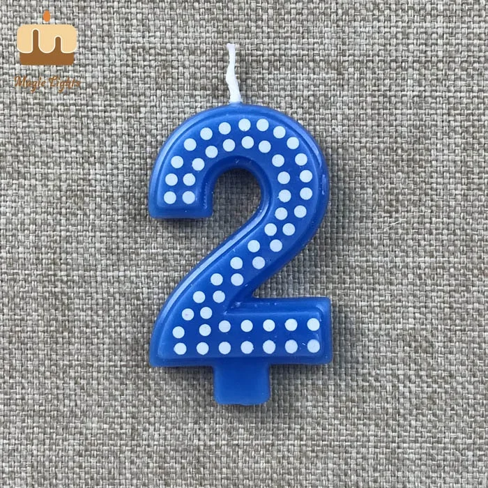Polka Dot Blue Number Candle 0-9 In The World