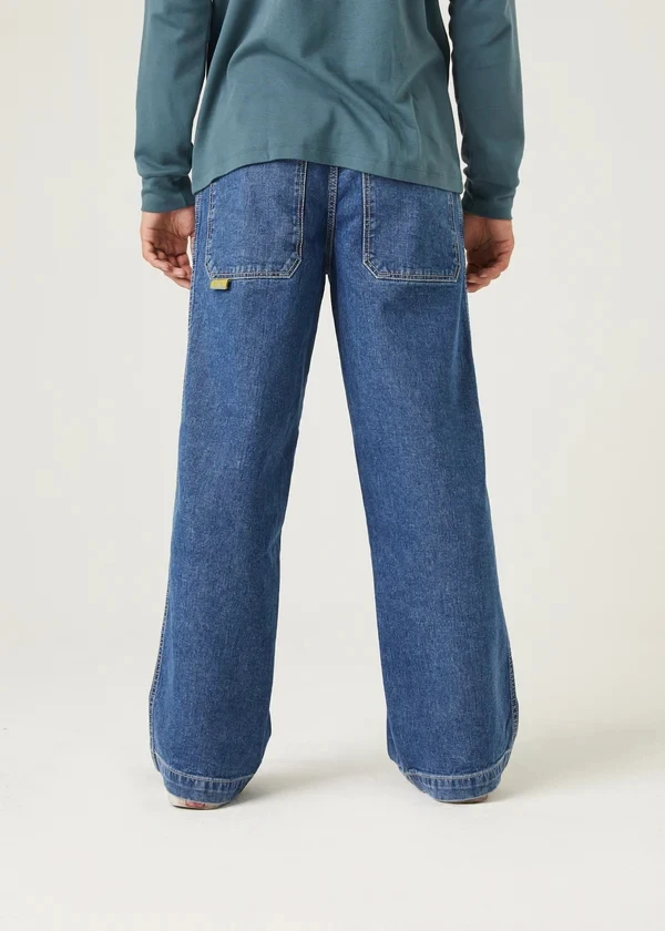 2022 Wholesale Designer Men Loose Fit Custom Washed Blue Baggy Fit  Jeans