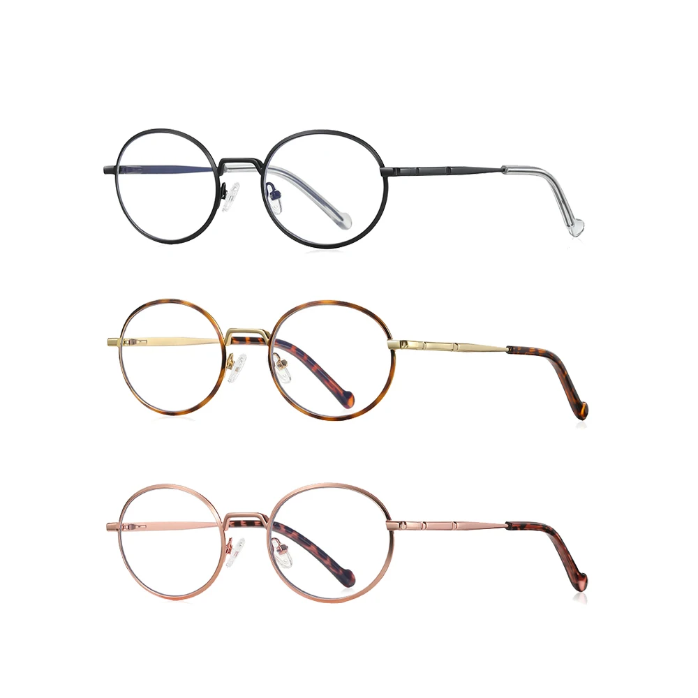 Metal Round Metal Optical Eye Glasses Frames For Unisex Eyewear Myopic Spectacles Reading Alloy Eyeglasses Blue Block Lens Small