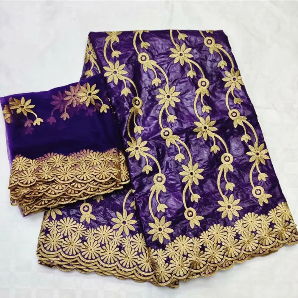 Красивые фиолетовые кружева, африканские хлопковые вышитые бусины bazin ML6B111