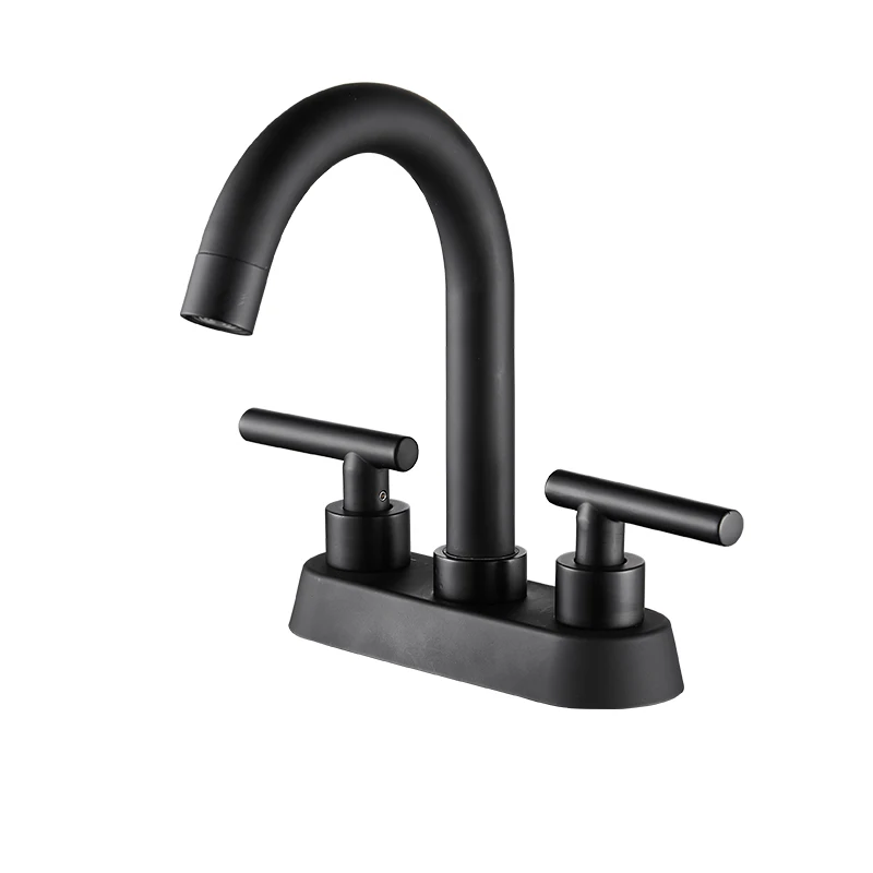 Bathroom black zinc hand hot cold water 2 double handle wall mount bath faucet