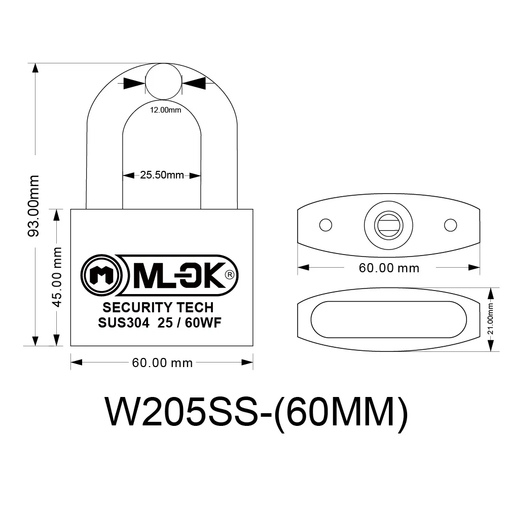 MOK anti-theft lock stainless steel master key heavy duty padlock