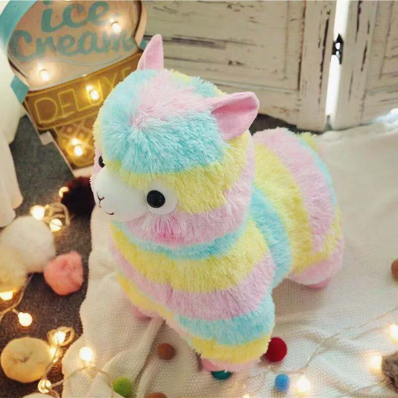 Factory Price 25Cm Kids Soft Stuffed Animal Toys Rainbow Alpaca Comfortable Cushion Llama Plush Pillow