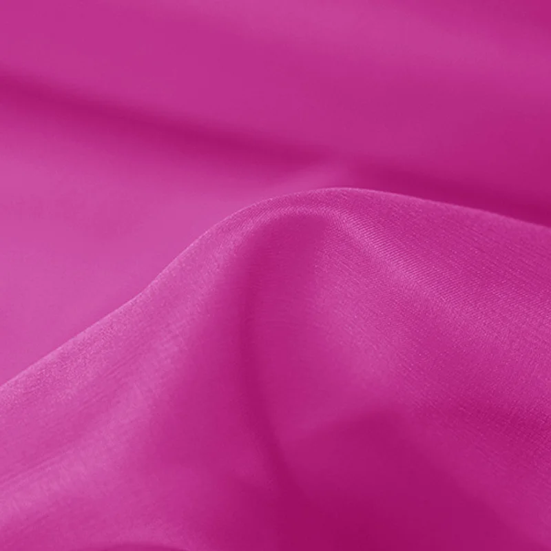 Fashionable Hot Pink Organza Fabric 100% Pure Silk Wholesale with 48 Colors in Stock by Xinhe Textiles