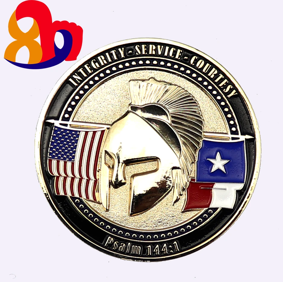 American Flag War Logo Spartan Helmet Logo Zinc Alloy Commemorative Coin