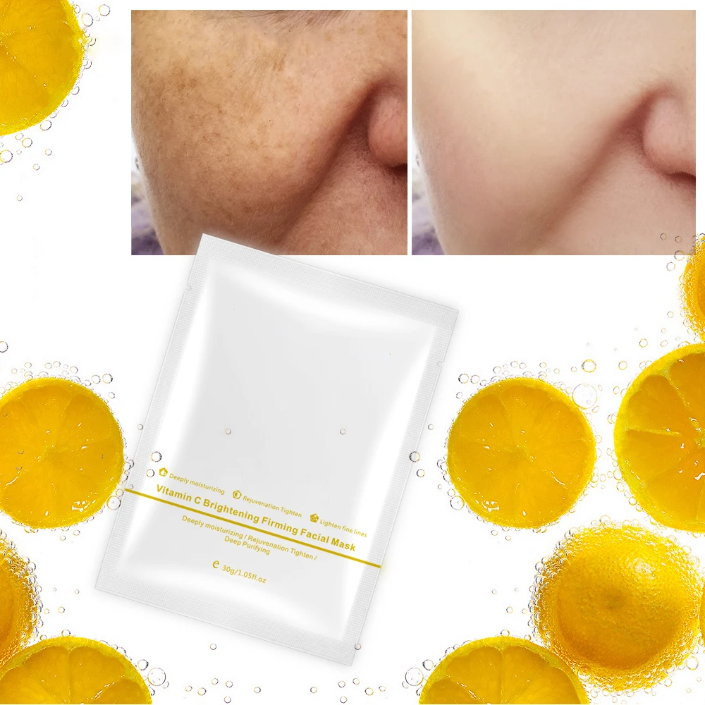 Natrual Organic Brightening Hydrating Sheet Facial Mask Wholesale OEM Skin Care Vitamin C Fruit Face Mask
