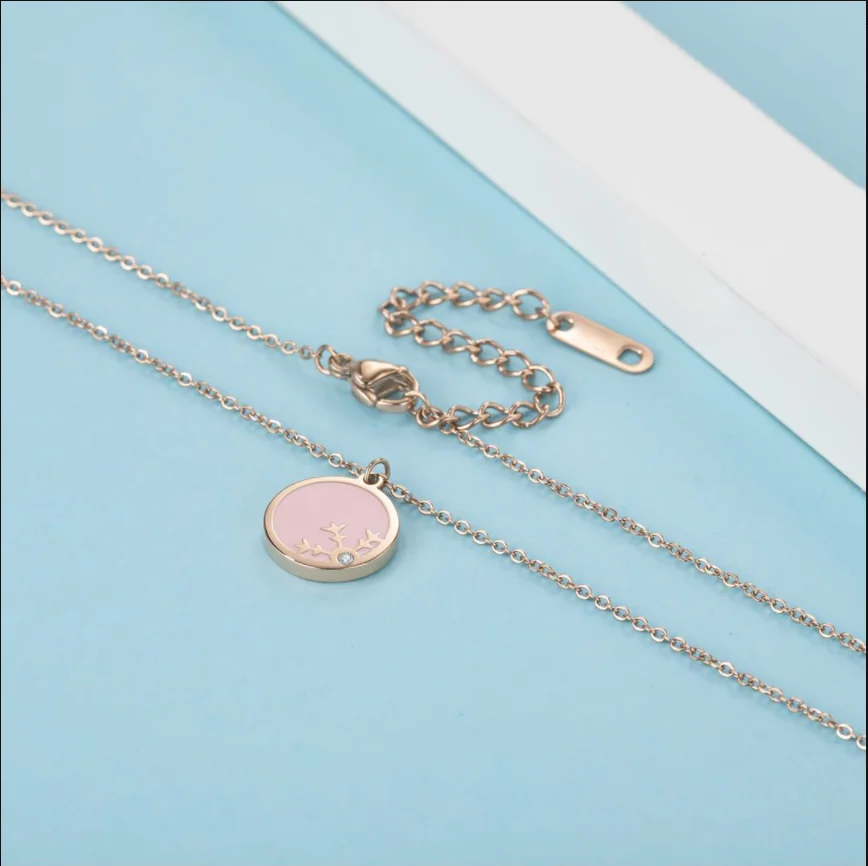 Fashion stainless steel 03 Squashed cross chain Snowflake Real Diamond Necklace