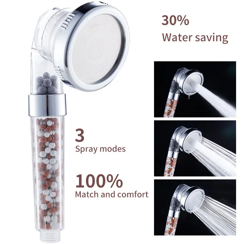 New 2022 High Pressure Spinning 360 Degrees Rotating Fan Hand Showerhead With Small Turbo Fan Water Spray abs Shower Head