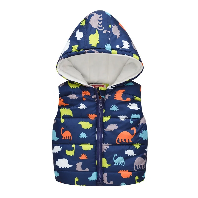 
Baby Toddler Girls Boys Waistcoat Autumn Winter Clothes 2-6 Years Old Kid Cartoon Dinosaur Hooded Tops Vest 