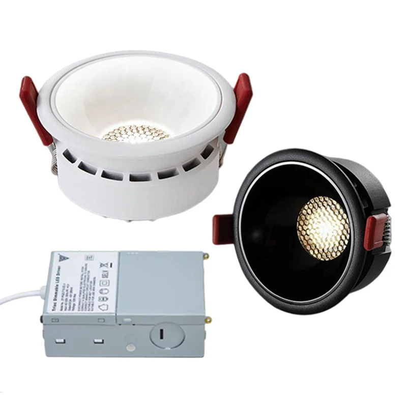 110v 120v cob down light honeycomb anti glare spotlight round housing dimmable recessed led downlight 5cct 3cct downlight