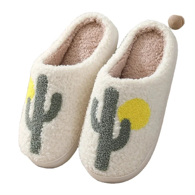 Germany Winter Thick Bottom Plush Home Slippers Fleece Coral Velvet Bedroom House Shoes Soft Warm Indoor Slipper for Men Women