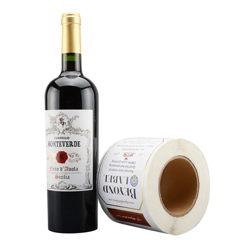 China Wholesale Waterproof Adhesive Vinyl Private Custom Wine Labels Printing for Wine Bottle Stickers