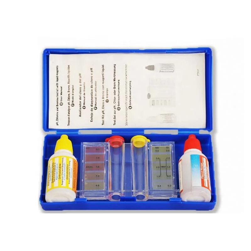 PH, chlorine and bromine swimming water test kits with liquid reagents