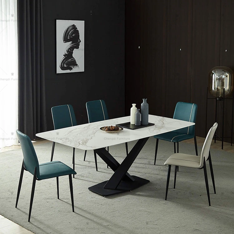 modern home furniture luxurious dining table and chair marble in guangzhou sintered stone
