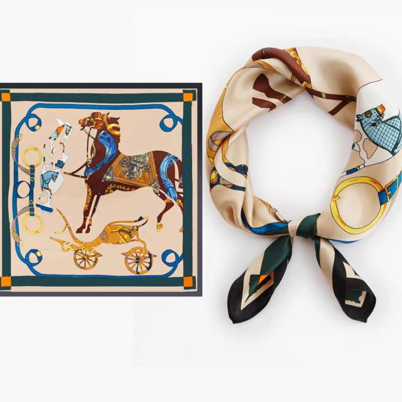 Новый дизайн, шелковый шарф с цифровой печатью, аксессуары для головы с принтом из полиэстера, квадратный атласный хиджаб-шарф