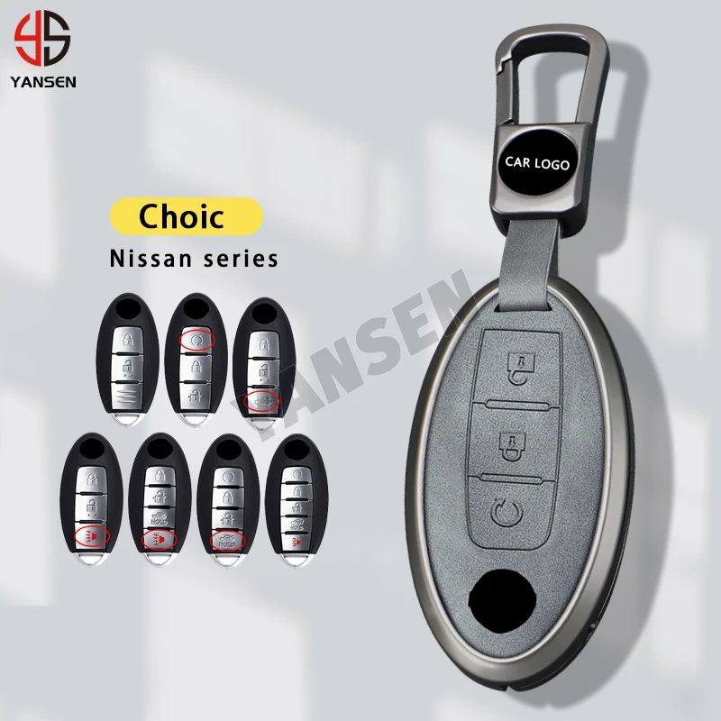 Key Case Cover Fob for Nissan Versa Maxima Altima Rogue Armada Sentra Murano for Infiniti FX35 Zinc Alloy Bag Shell Keychain