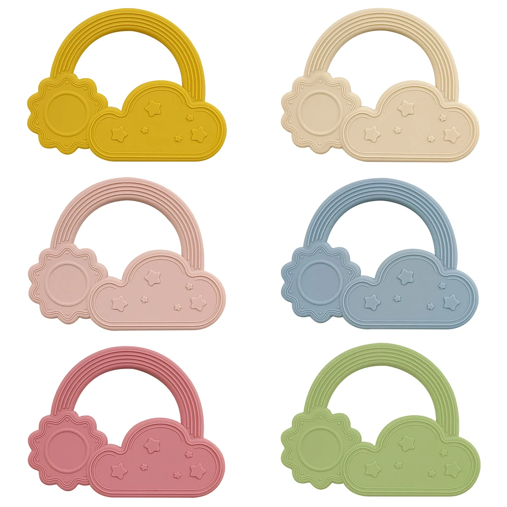 Wholesale Cute Bear Soothe Teething Gift Toy Children Kids Silicone Chewable Toys Silicone New BornRainbow Baby Plate Teether