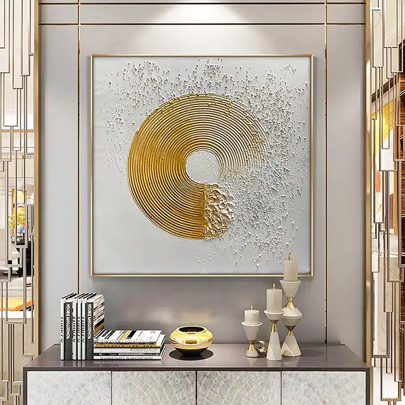 Handmade Oil Painting Modern Minimalist Gold Decorative Oil Painting Living Room Hanging Wall