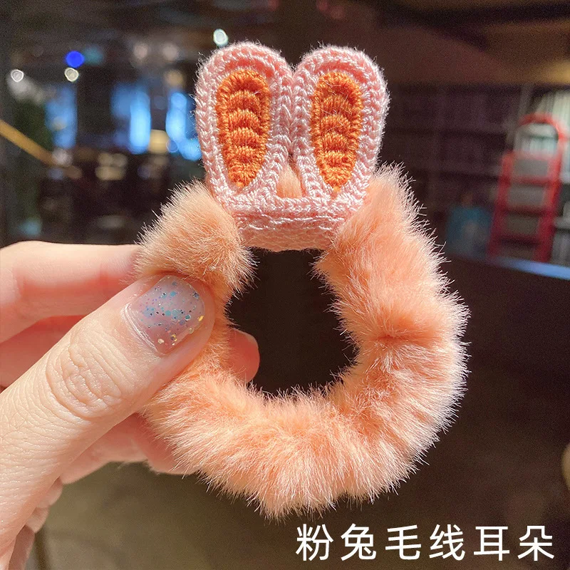2022 Ранняя осень милая маленькая веревка для волос с медведем ручная сеть красный конский хвост плюшевый круг для волос