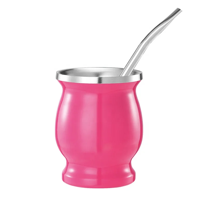 Hot Sale Vacuum insulated Double Wall Stainless Steel Yerba Mate gourd cup with Bombilla Straw