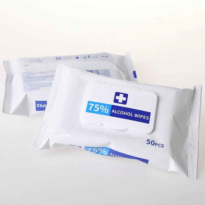 FSC GMPC CE ISO13485 BSCI BIODEGRADABLE Affordable Antibacterial Wipe With 75% 70% Alcohol For Hand