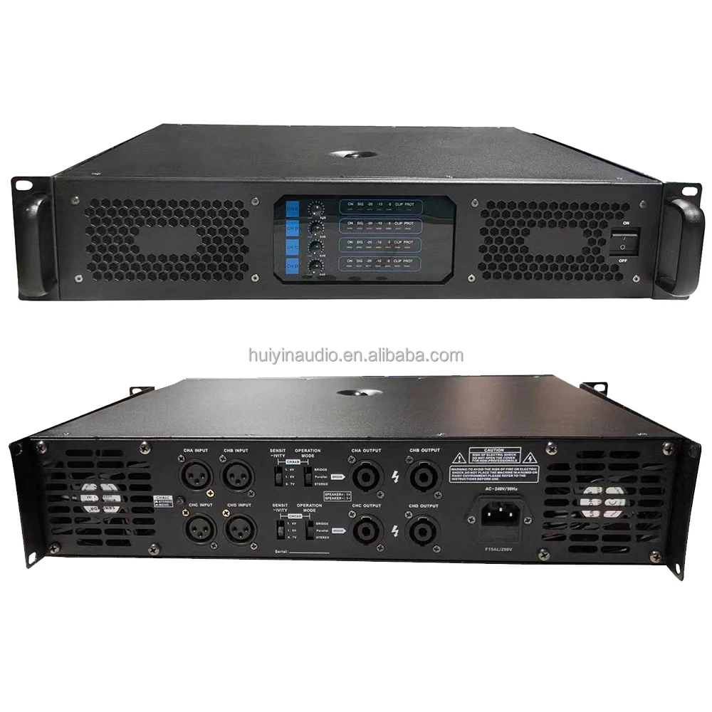 R7504 4 Channel Amplifier Stereo 8Ohm X 800W Sound System Pro Audio Four Amplifiers for Meeting Bar KTV DJ Events