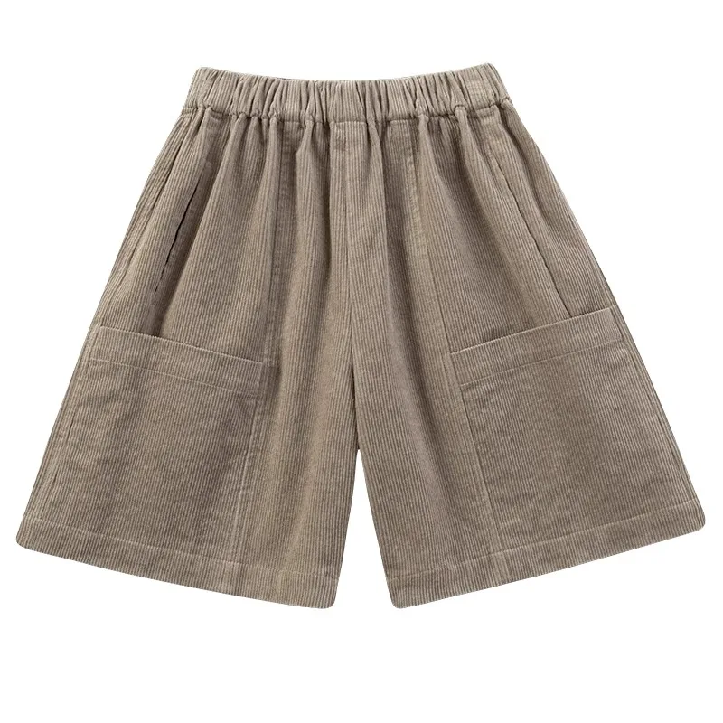 В наличии детская одежда для мальчиков 24 летние вельветовые брюки с широкими штанинами в стиле ретро Свободные повседневные утепленные шорты девочек