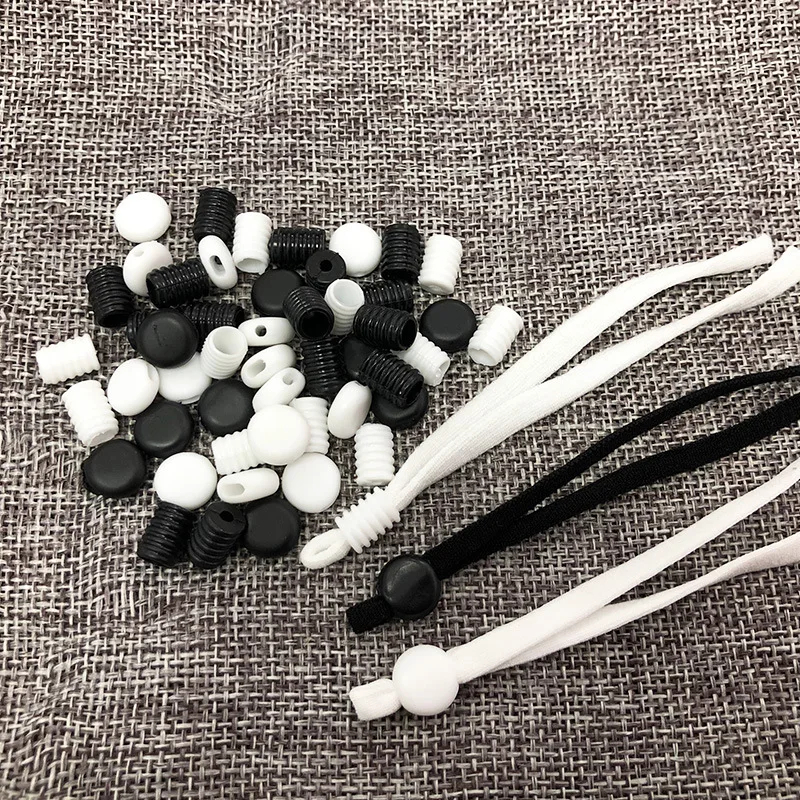 Disposable Face Adjustment Buckle Elastic Rope Rubber Cord Stopper Lock Cord Plastic Stopper