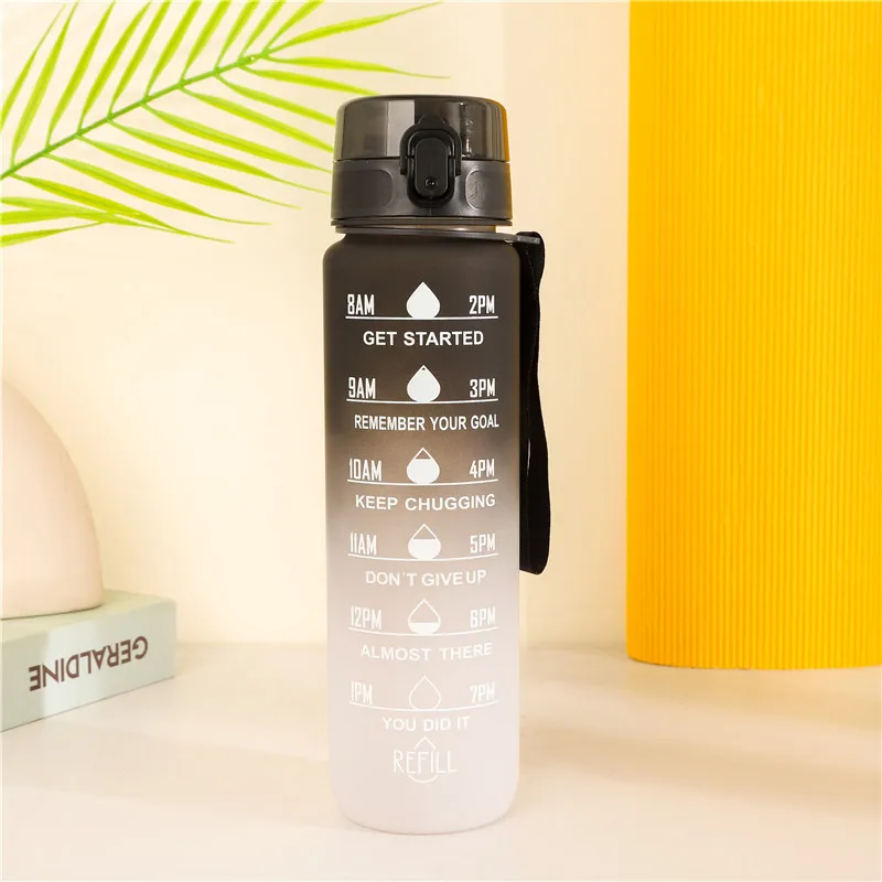 1000ML 1L Tritan Plastic BPA- Free Motivational Gym Fitness Gradient Drinking Sports Bottles Water Bottle