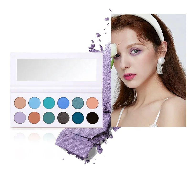 2023 hot selling blue 12 colors bright custom makeup cheap eyeshadow palette