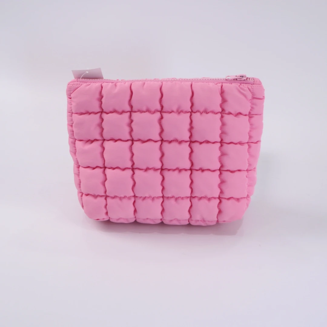 Wholesale Custom Cosmetic Bags Bubble Puffy Cosmetic Pouch  Zippers Quilted Travel Toiletry Bag Large-capacity Makeup Bags
