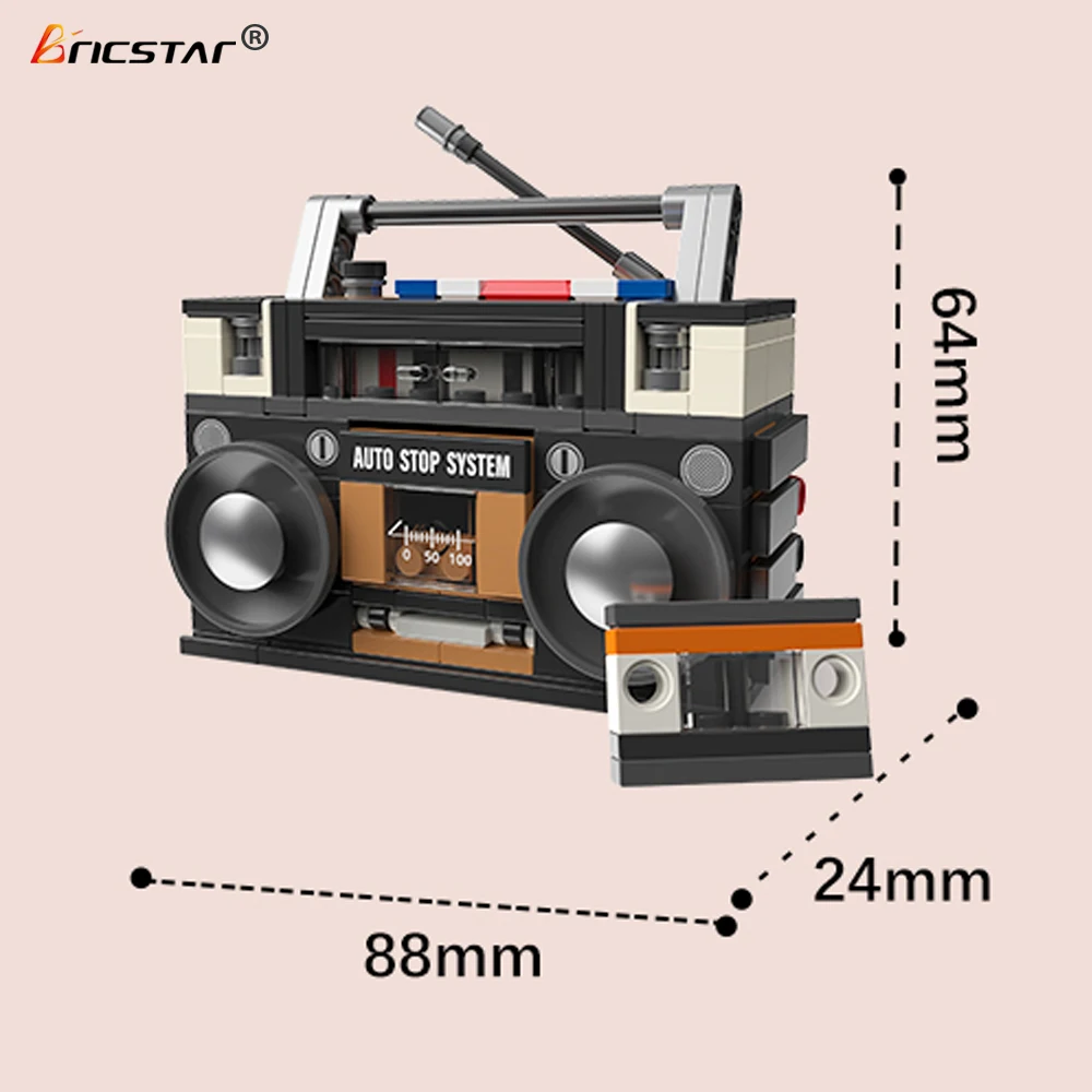 Bricstar high quality plastic building block vintage appliance series walkman radio model diy building block sets for children