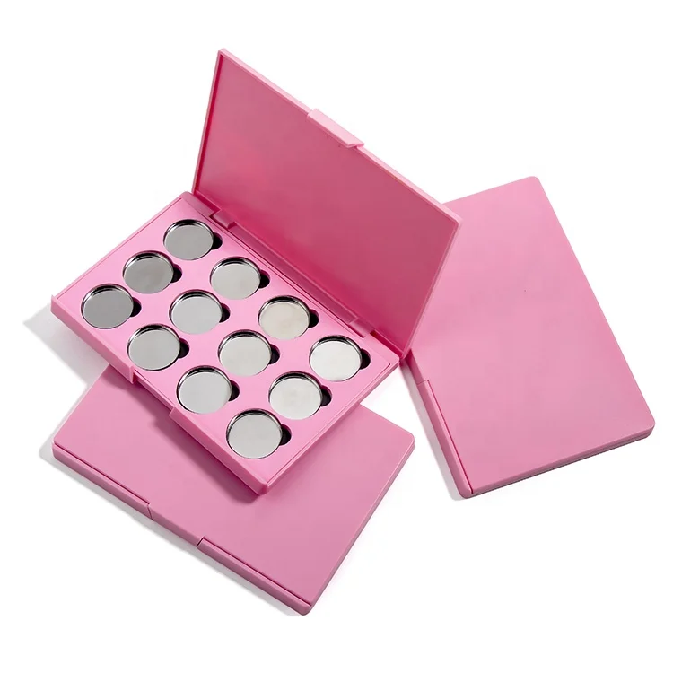 Wholesale Pink Palette 12 Pans 26MM Plastic Magnetic Private Label Empty Eyeshadow-palette