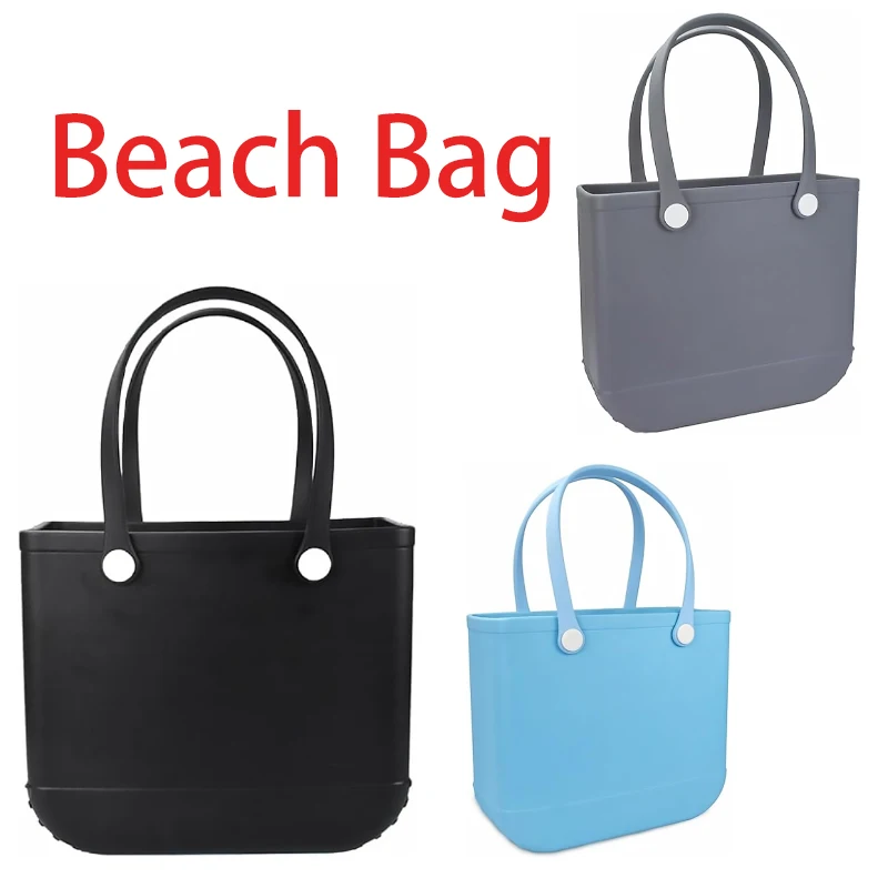 Huayi Simple Modern Beach Bag Rubber Tote | Waterproof Large Tote Bag with Zipper Pocket for Beach, Pool Boat,