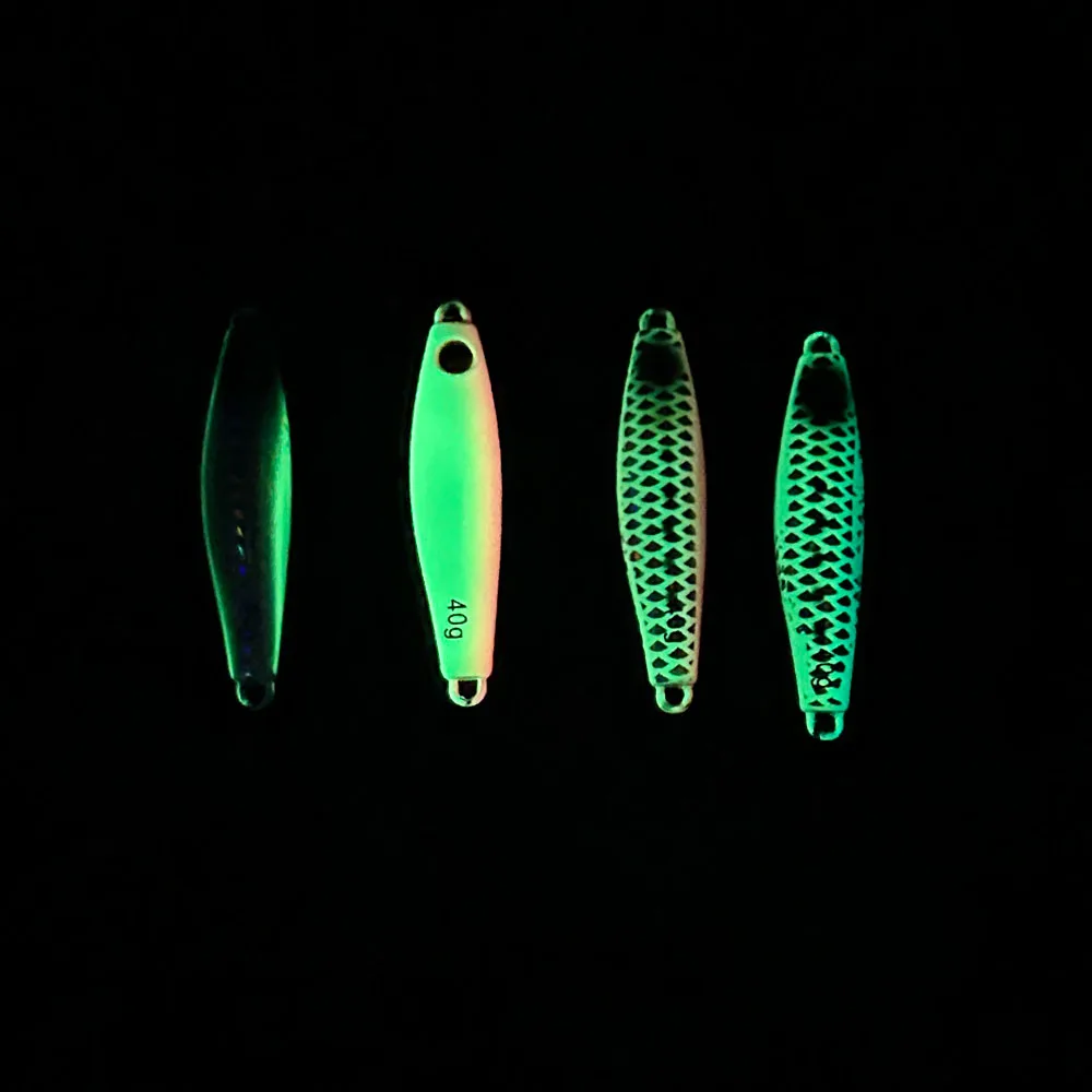 30g 40g 60g 80g 100g  glow metal casting jig lure with BKK assist hook
