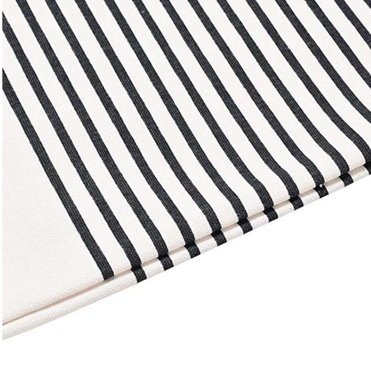 Promotional direct sale grocery black line custom logo printing eco friendly reusable canvas cotton tote shopping bag