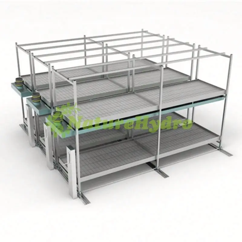 Agricultural hydroponics farm system vertical greenhouses movable racks for plant growing