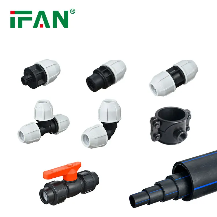 IFAN Plumbing Materials Quick Connect 20mm PE Tube Connector PN16 Plastic Compression Fittings Water HDPE PP Pipe Fittings