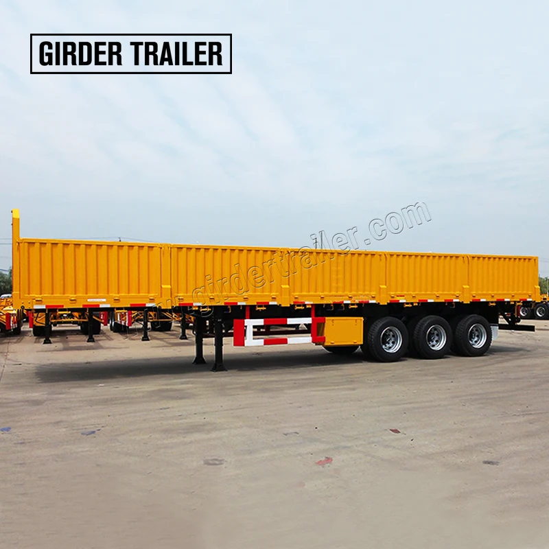 Three axle flatbed shipping container or cargo trailer detachable side wall semi trailer for sale in Dubai