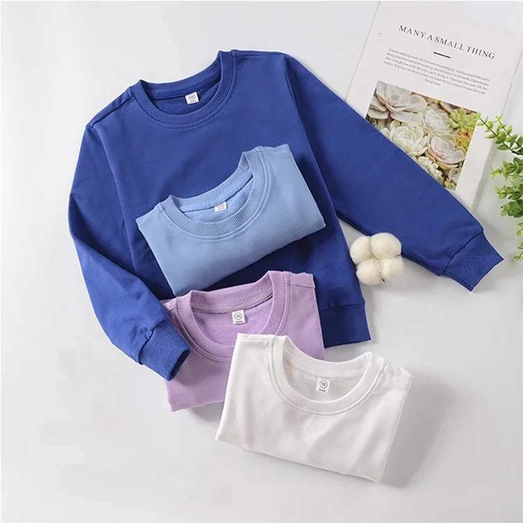 Cotton Children Plain Solid Color 2pcs Set Fashion Custom Kids Wholesale Hoodies Logo Tracksuit Child Clothing