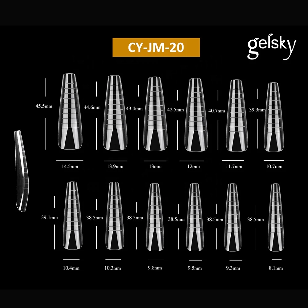 Gelsky Thinner And Fitted Plastic Nail Form Quick Building Mold Extra Long Nail Extension Coffin Dual Form