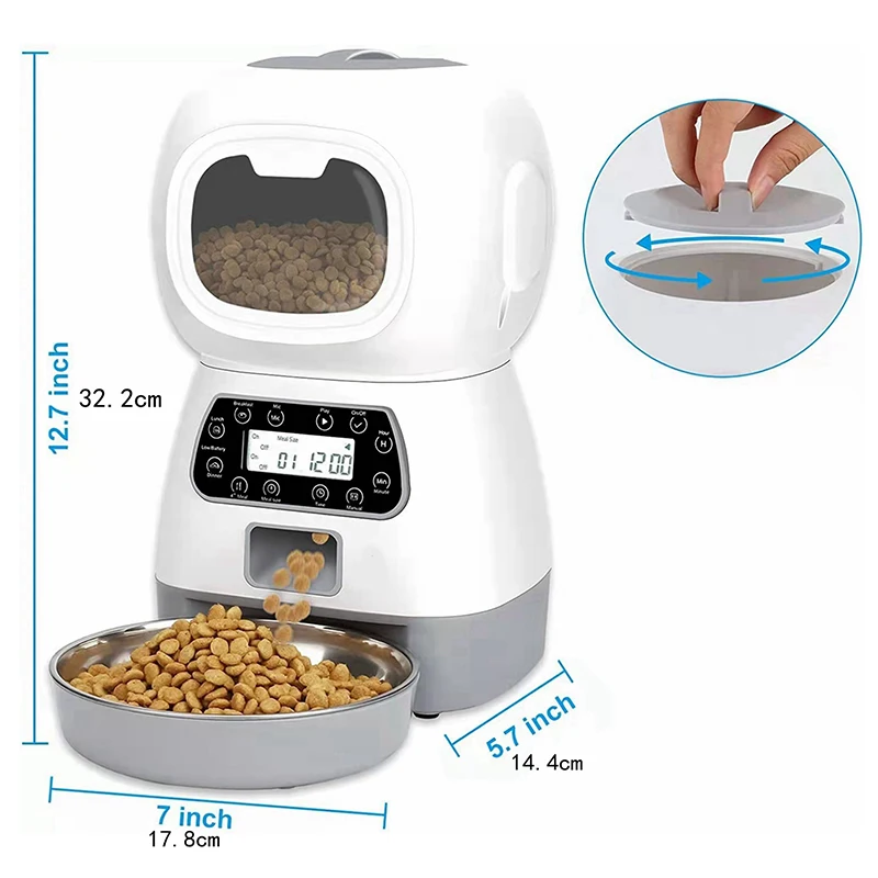 10S Voice Recorder Smart Pet Feeder 3.5L Dry Food Dispenser Automatic Cat Feeders Wi-Fi for Cats and Dogs