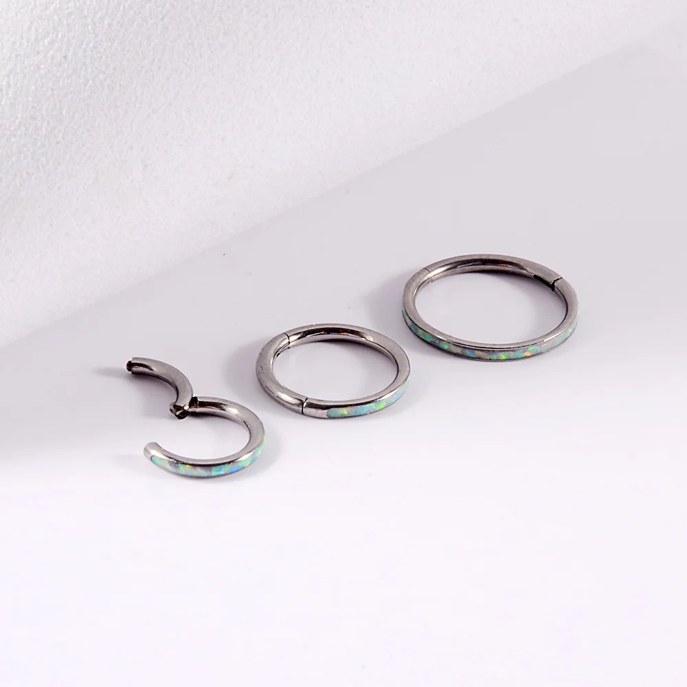 R.Gem. 16G G23 Titanium Opal Cartilage Earrings Nose Ring Lip Rings Hinged Daith Septum Piercing Jewelry