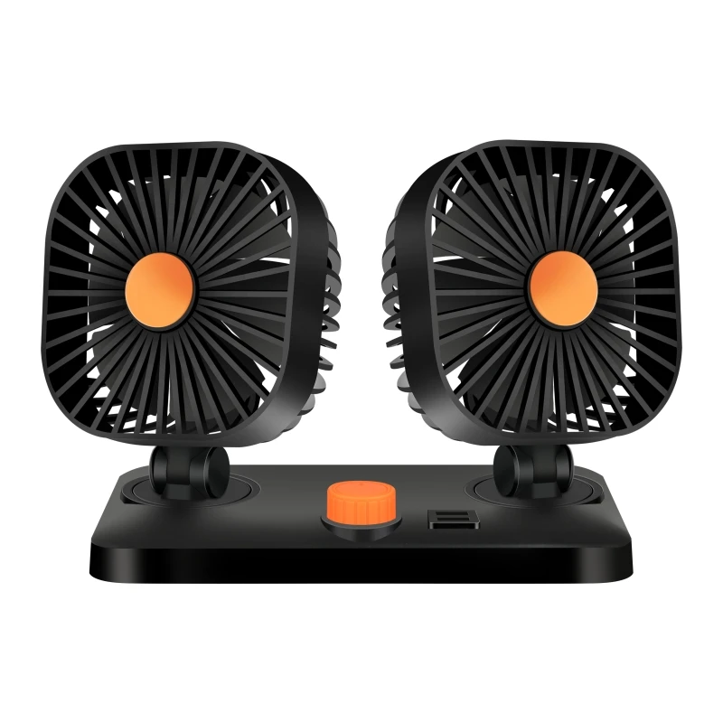 High-quality Mini Car Fan Double Head Big Wind Home Portable Fan With USB Charging Port